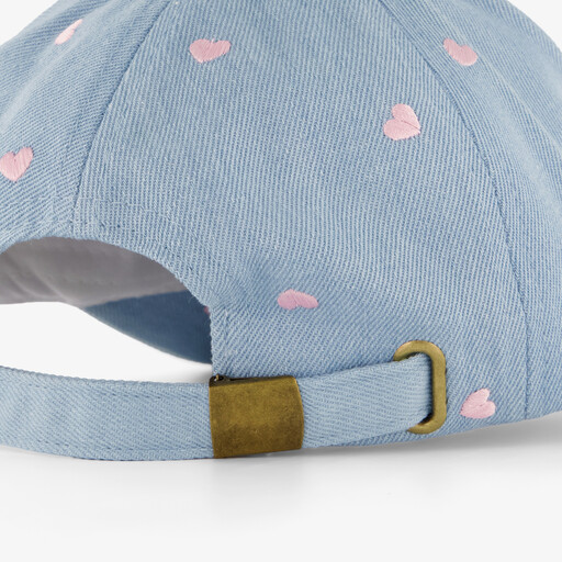Meisjes pet denim blauw met hartjes