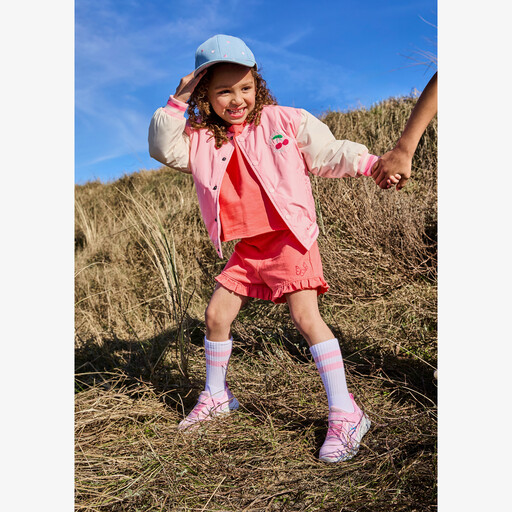 Meisjes T-shirt met ruffles koraalroze