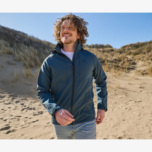 Softshell heren jas blauw