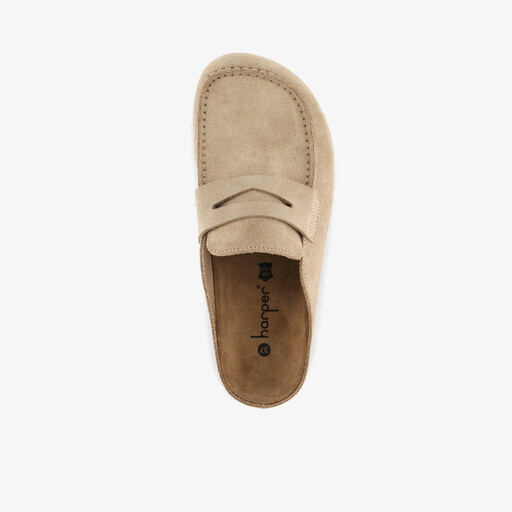 Suède dames instappers beige