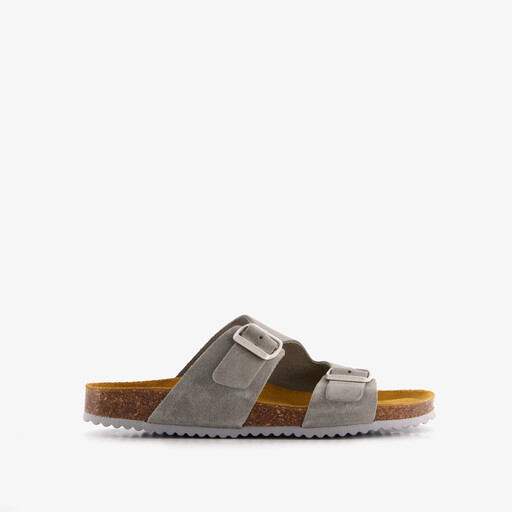 Suède dames bio slippers grijsblauw