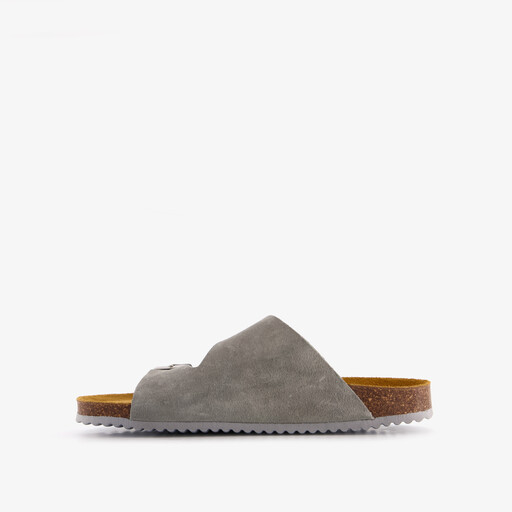 Suède dames bio slippers grijsblauw