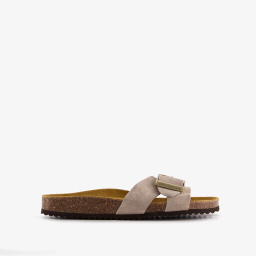 Leren dames slippers beige