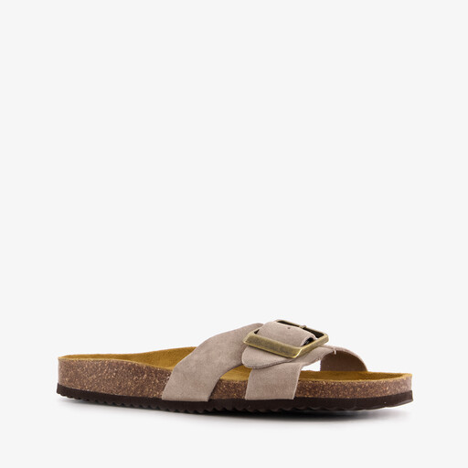 Suède dames slippers beige