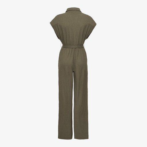 Dames crinkle jumpsuit korte mouw groen