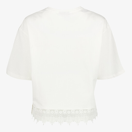 Dames T-shirt met kanten detail wit