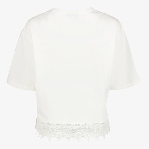 Dames T-shirt met kanten detail wit