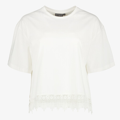 Dames T-shirt met kanten detail wit