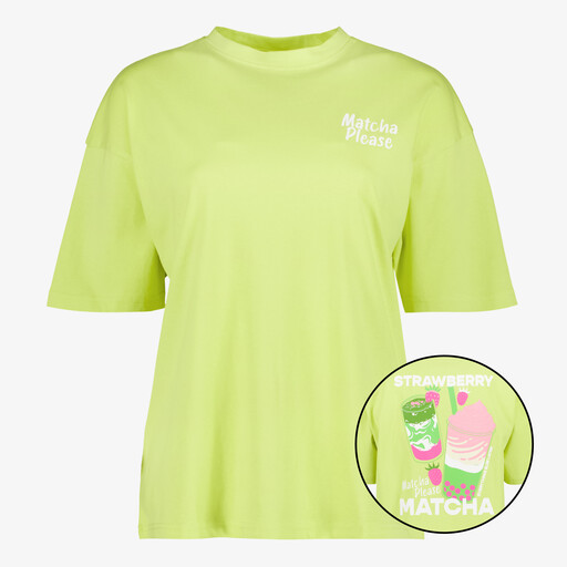 Dames T-shirt met matcha backprint groen