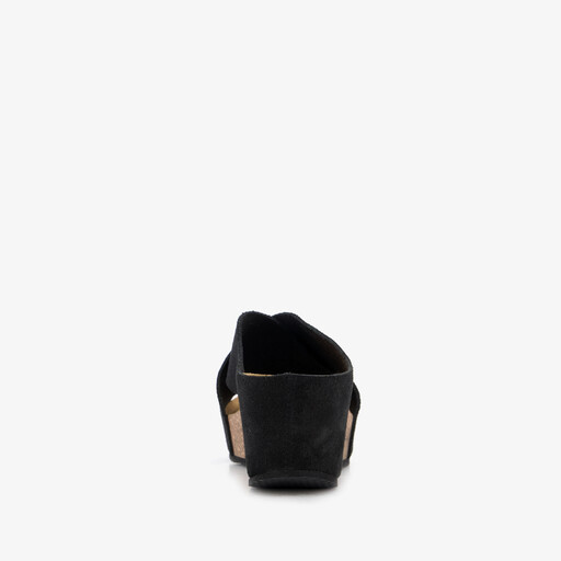 Suede dames bio slippers zwart