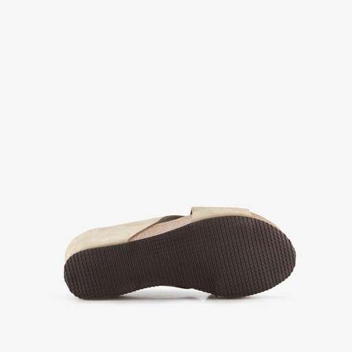 Suede dames bio sandalen beige