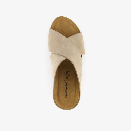 Suede dames bio slippers beige