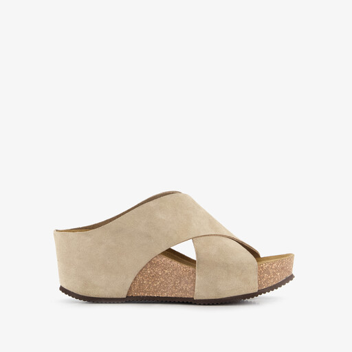 Suede dames bio sandalen beige
