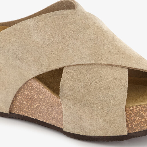 Suede dames bio slippers beige
