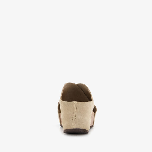 Suede dames bio sandalen beige