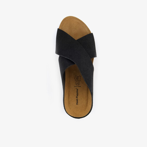 Suede dames bio slippers zwart