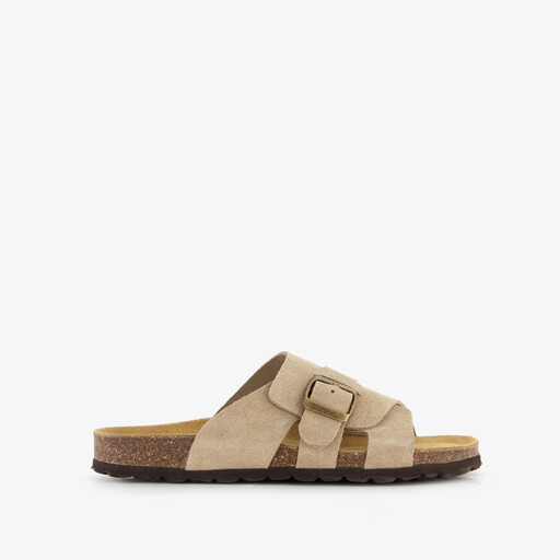 Suède dames bio slippers beige