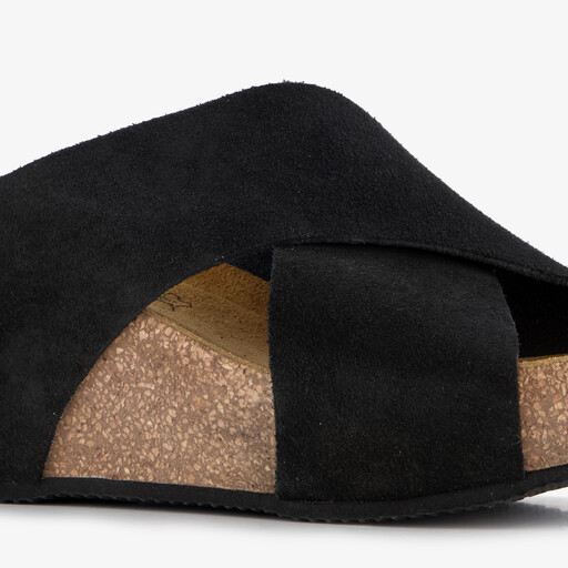 Suede dames bio slippers zwart