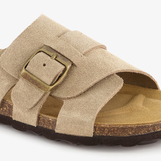 Suède dames bio slippers beige