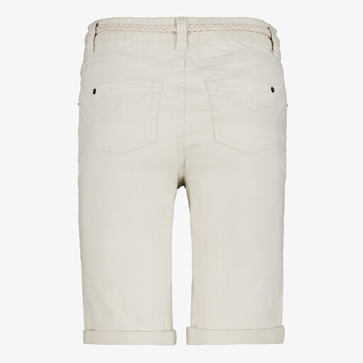 Dames bermuda met gevlochten riem ecru