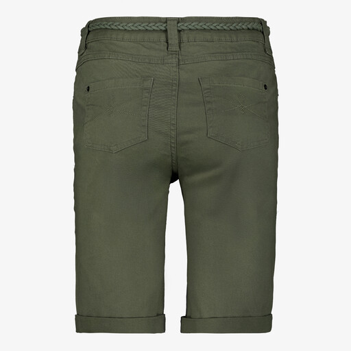Dames bermuda met gevlochten riem groen