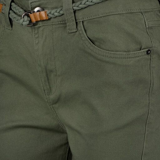 Dames bermuda met gevlochten riem groen