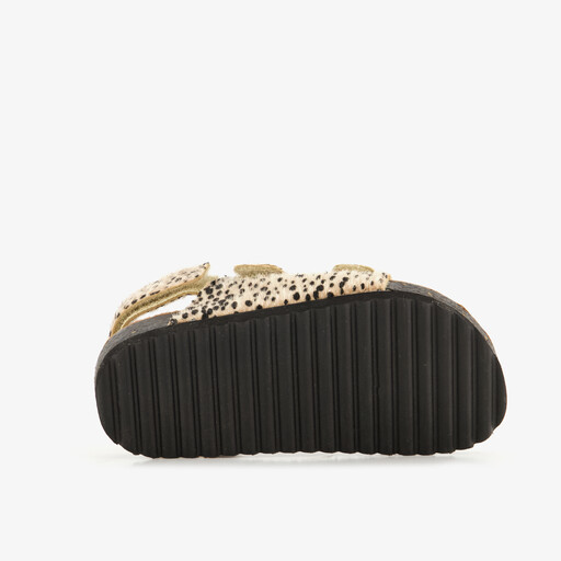 Meisjes bio sandalen met panterprint beige zwart