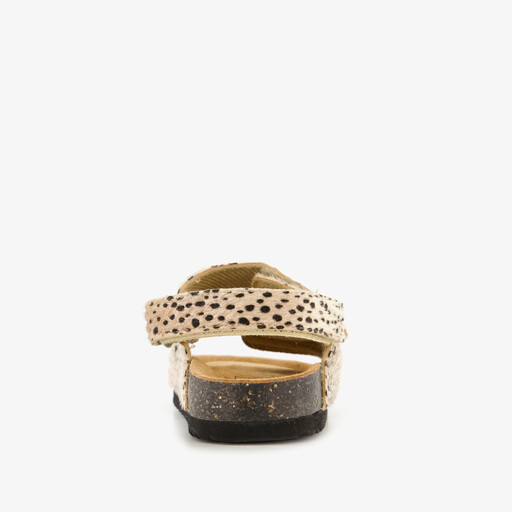 Meisjes bio sandalen met panterprint beige zwart