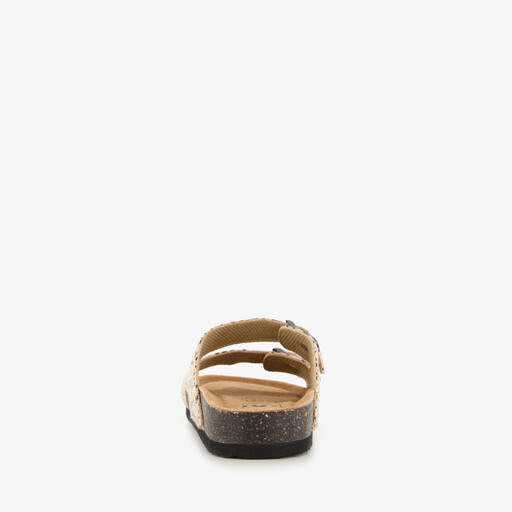Dames bio slippers met panterprint beige zwart