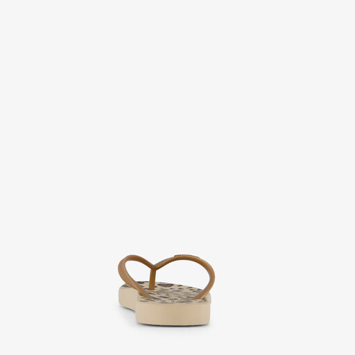 Kinder slippers met panterprint beige