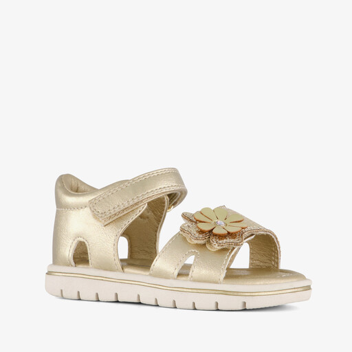 Meisjes sandalen met bloemen goud