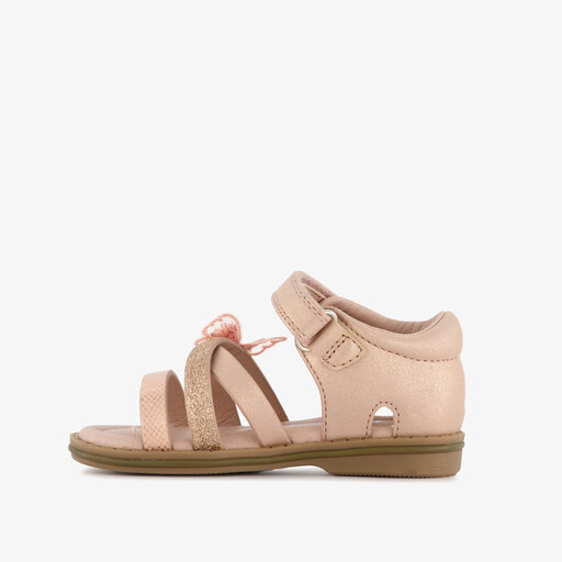 Meisjes sandalen met vlinder roze goud