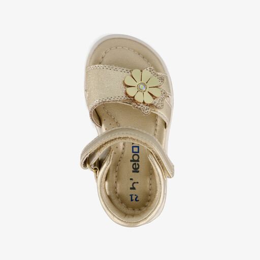 Meisjes sandalen met bloemen goud