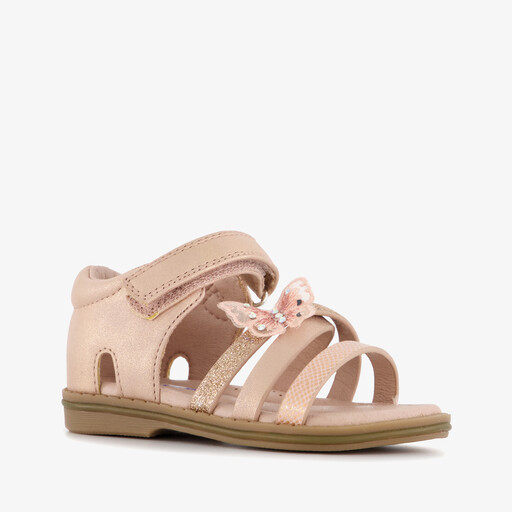 Meisjes sandalen met vlinder roze goud