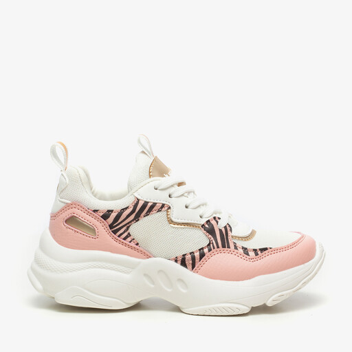 Meisjes sneaker roze met zebraprint