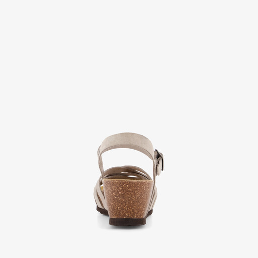 Suède dames bio sleehak sandalen beige