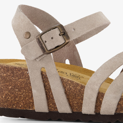 Suède dames bio sleehak sandalen beige