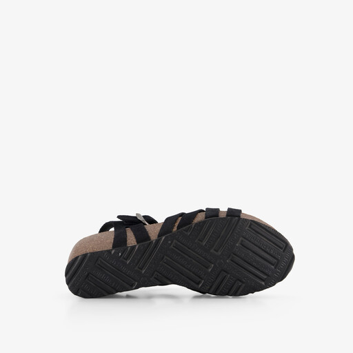 Suède dames bio sleehak sandalen zwart