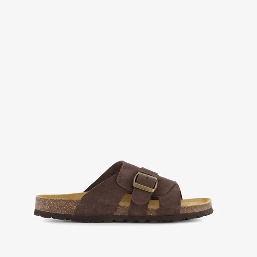 Suède dames bio slippers bruin
