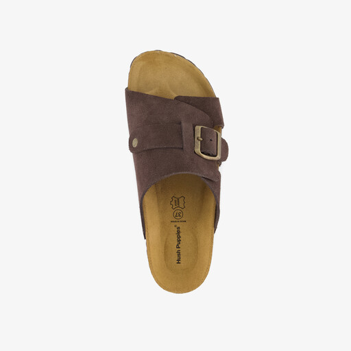 Suède dames bio slippers bruin