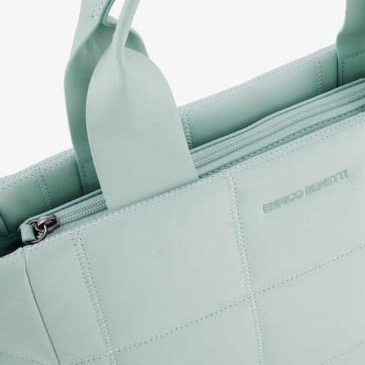 Doorgestikte dames schoudertas mintgroen