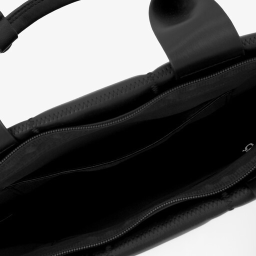 Doorgestikte dames schoudertas zwart