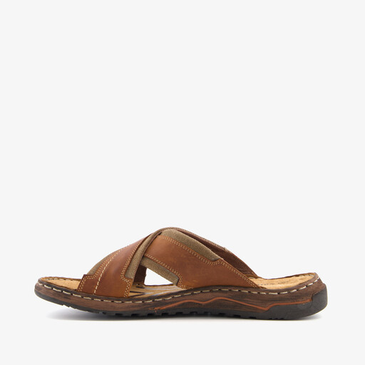 Leren slippers heren bruin