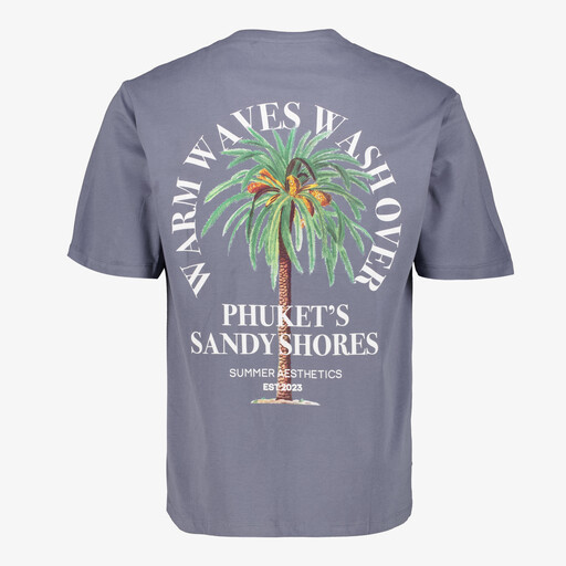 Heren T-shirt met backprint grijs