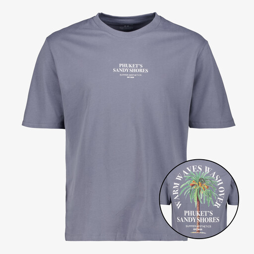 Heren T-shirt met backprint grijs