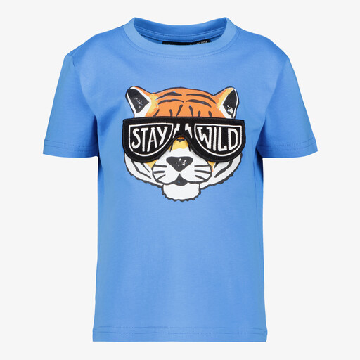 Jongens T-shirt met tijgerkop blauw