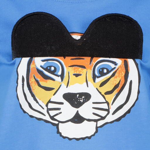 Jongens T-shirt met tijgerkop blauw