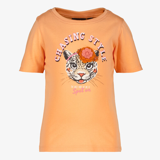 Meisjes T-shirt met panterkop oranje
