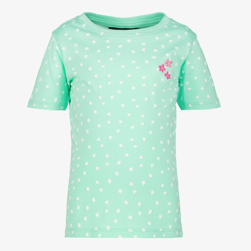 Meisjes T-shirt met bloemenprint mintgroen
