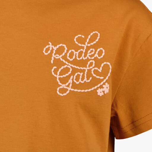 Cropped meisjes T-shirt met backprint bruin